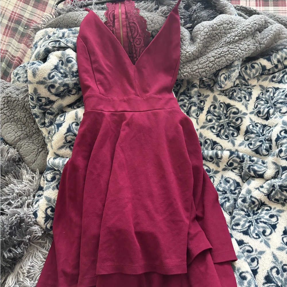 Windsor Deep Red Lace Prom Dress
